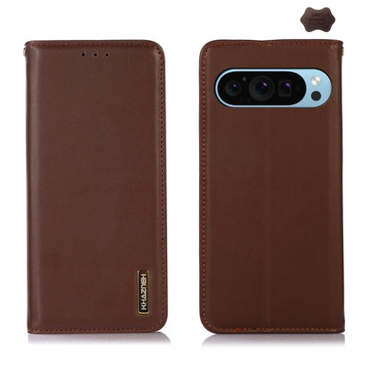 For Google Pixel 10 / 9 KHAZNEH Nappa Top Layer Cowhide Leather Phone Case(Brown) - Google Cases by buy2fix | Online Shopping UK | buy2fix