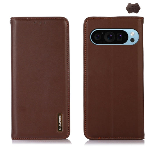 For Google Pixel 10 / 9 KHAZNEH Nappa Top Layer Cowhide Leather Phone Case(Brown) - Google Cases by buy2fix | Online Shopping UK | buy2fix