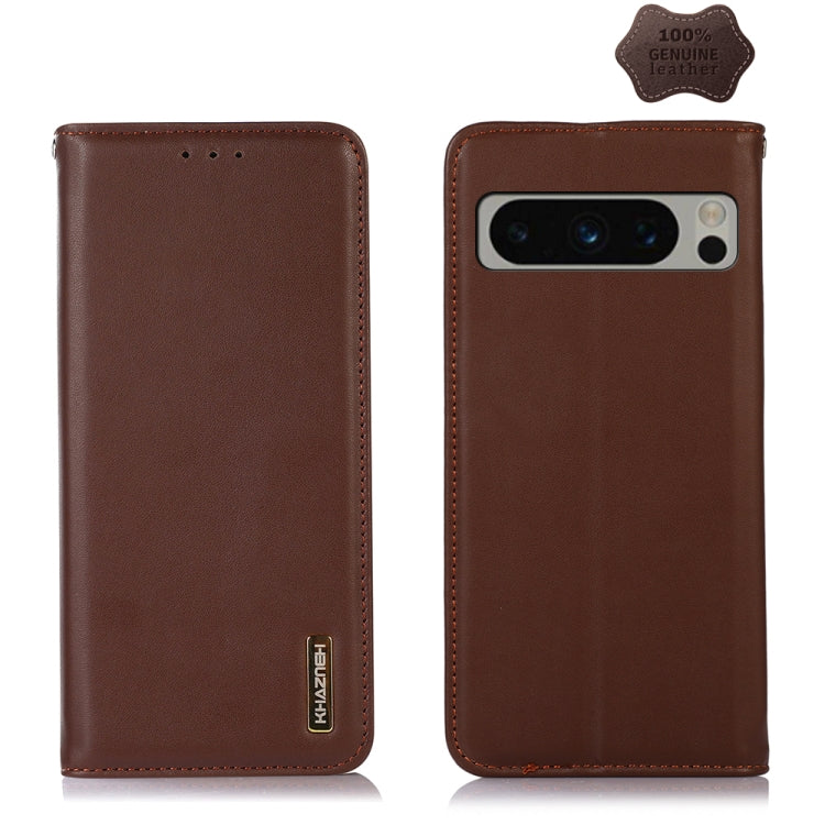 For Google Pixel 10 Pro / 9 Pro KHAZNEH Nappa Top Layer Cowhide Leather Phone Case(Brown) by buy2fix