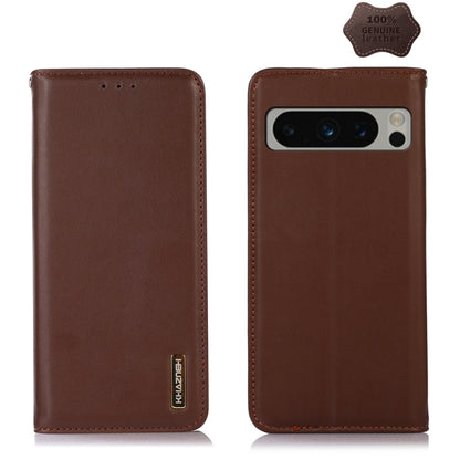For Google Pixel 10 Pro / 9 Pro KHAZNEH Nappa Top Layer Cowhide Leather Phone Case(Brown) by buy2fix