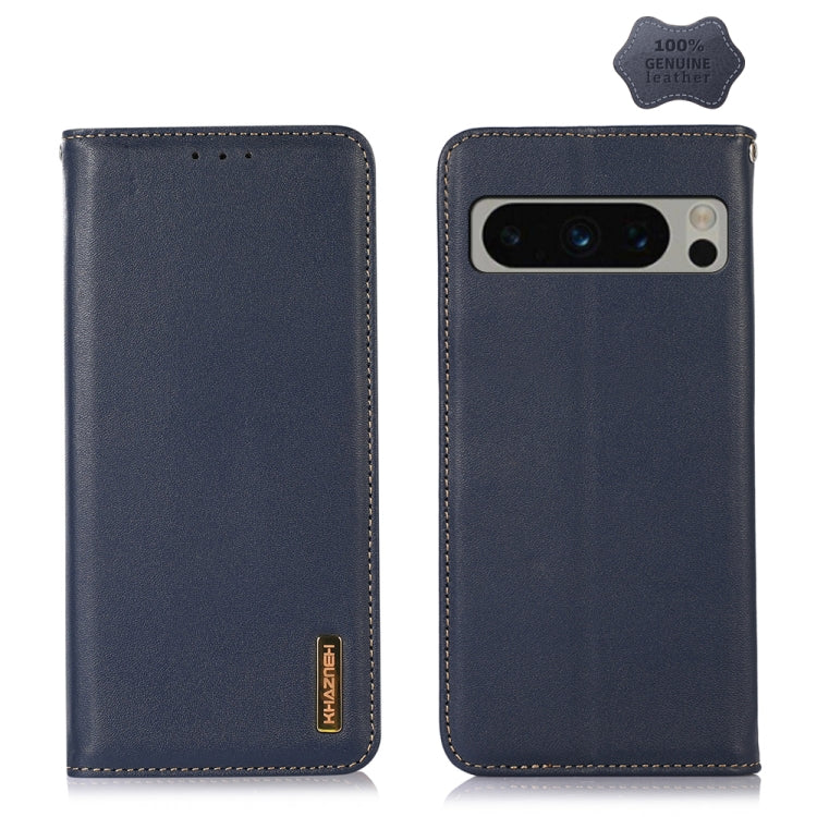 For Google Pixel 10 Pro / 9 Pro KHAZNEH Nappa Top Layer Cowhide Leather Phone Case(Blue) by buy2fix