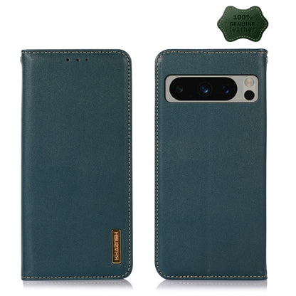 For Google Pixel 10 Pro / 9 Pro KHAZNEH Nappa Top Layer Cowhide Leather Phone Case(Green) by buy2fix