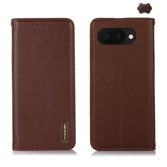 For Google Pixel 9a KHAZNEH Nappa Top Layer Cowhide Leather Phone Case(Brown) - Google Cases by buy2fix | Online Shopping UK | buy2fix