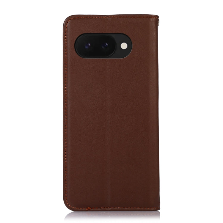 For Google Pixel 9a KHAZNEH Nappa Top Layer Cowhide Leather Phone Case(Brown) - Google Cases by buy2fix | Online Shopping UK | buy2fix