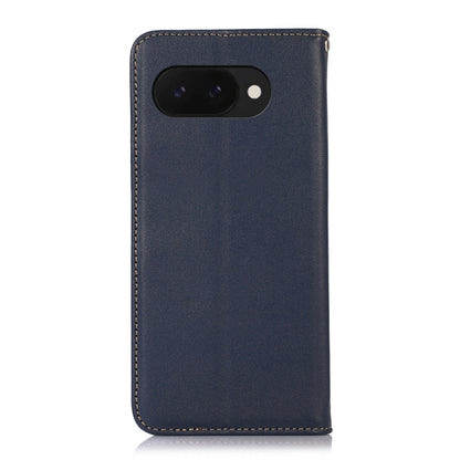 For Google Pixel 9a KHAZNEH Nappa Top Layer Cowhide Leather Phone Case(Blue) - Google Cases by buy2fix | Online Shopping UK | buy2fix