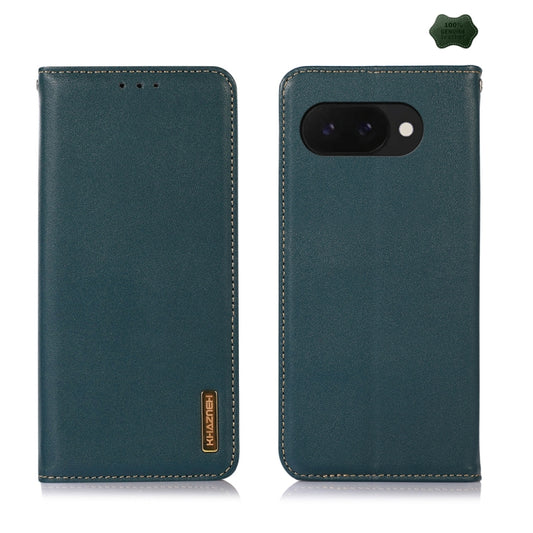 For Google Pixel 9a KHAZNEH Nappa Top Layer Cowhide Leather Phone Case(Green) - Google Cases by buy2fix | Online Shopping UK | buy2fix