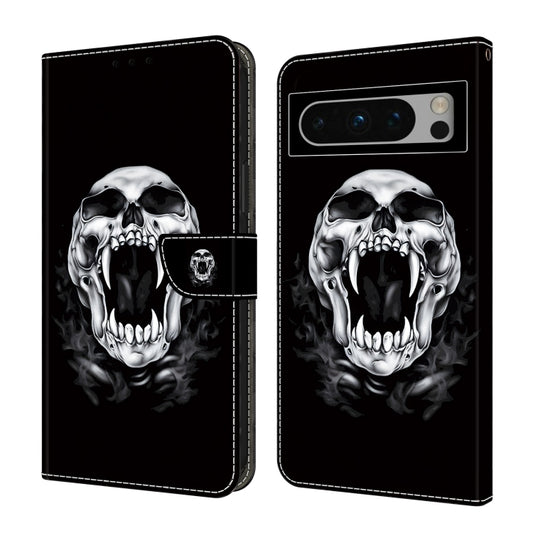 For Google Pixel 9 Crystal Painted Leather Phone case(Skull) by buy2fix