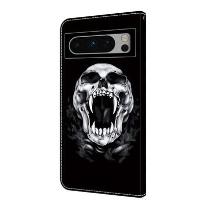 For Google Pixel 9 Crystal Painted Leather Phone case(Skull) by buy2fix
