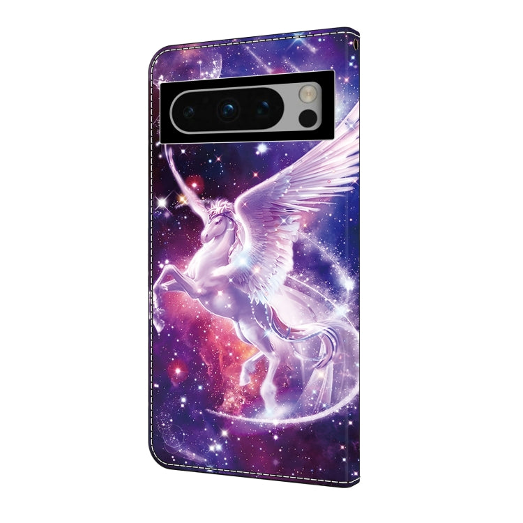 For Google Pixel 9 Pro Crystal Painted Leather Phone case(Unicorn) by buy2fix