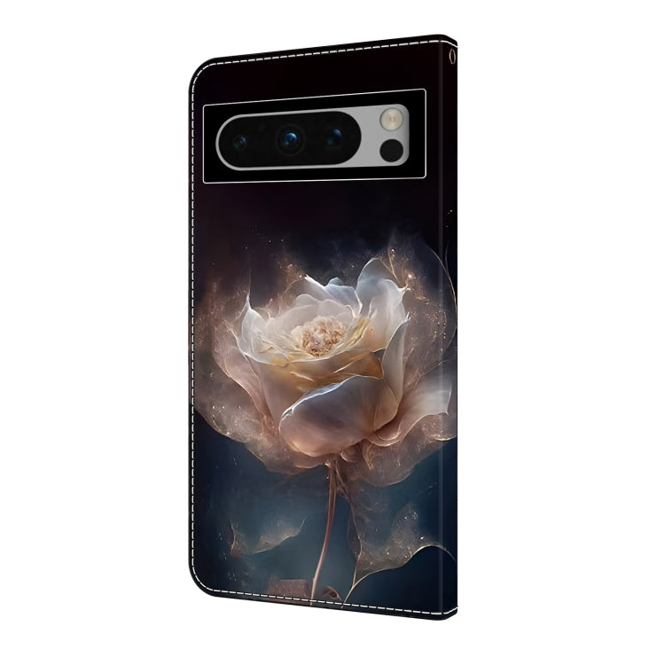 For Google Pixel 9 Pro Crystal Painted Leather Phone case(Peony) by buy2fix