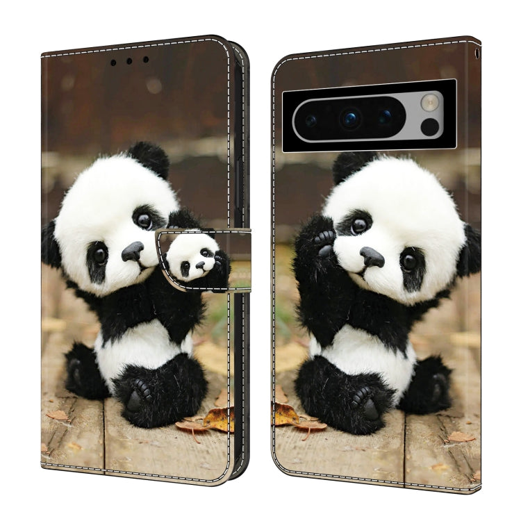 For Google Pixel 9 Pro Crystal Painted Leather Phone case(Panda) by buy2fix
