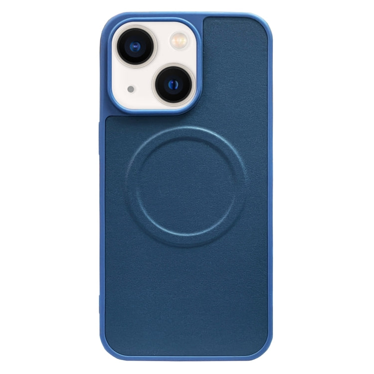 For iPhone 14 2 in 1 MagSafe Magnetic Silicone Leather Phone Case(Blue) by buy2fix