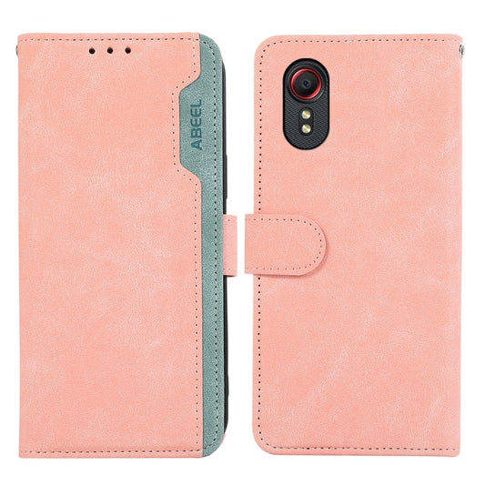 For Samsung Galaxy Xcover 7 ABEEL Color Block Magnetic RFID Leather Phone Case(Pink-Cyan) by buy2fix