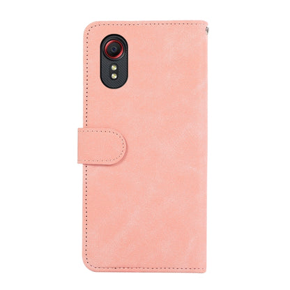 For Samsung Galaxy Xcover 7 ABEEL Color Block Magnetic RFID Leather Phone Case(Pink-Cyan) by buy2fix