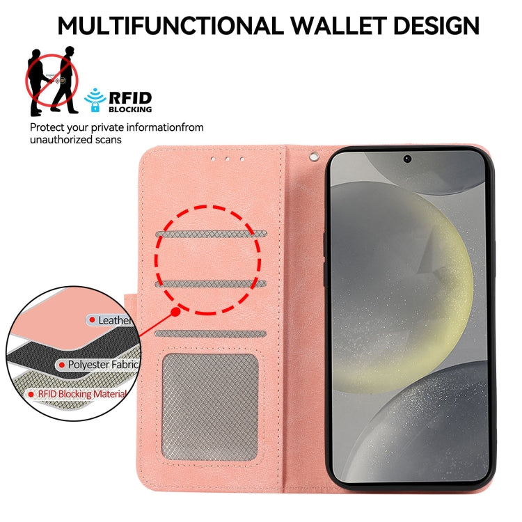 For Samsung Galaxy Xcover 7 ABEEL Color Block Magnetic RFID Leather Phone Case(Pink-Cyan) by buy2fix