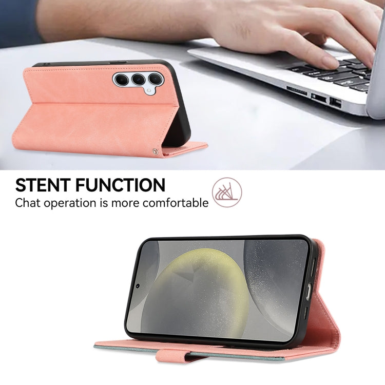 For Samsung Galaxy Xcover 7 ABEEL Color Block Magnetic RFID Leather Phone Case(Pink-Cyan) by buy2fix