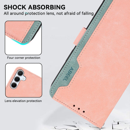 For Samsung Galaxy Xcover 7 ABEEL Color Block Magnetic RFID Leather Phone Case(Pink-Cyan) by buy2fix