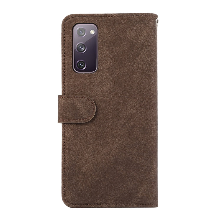 For Samsung Galaxy S20 FE ABEEL Color Block Magnetic RFID Leather Phone Case(Brown-Blue) by buy2fix