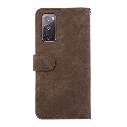 For Samsung Galaxy S20 FE ABEEL Color Block Magnetic RFID Leather Phone Case(Brown-Blue) by buy2fix