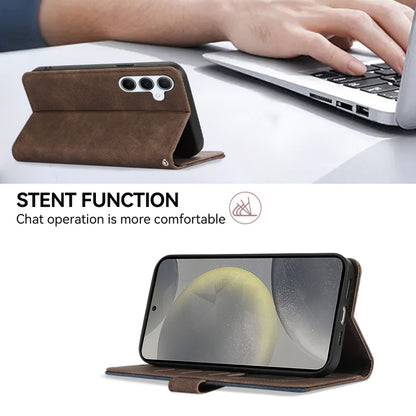 For Samsung Galaxy S20 FE ABEEL Color Block Magnetic RFID Leather Phone Case(Brown-Blue) by buy2fix