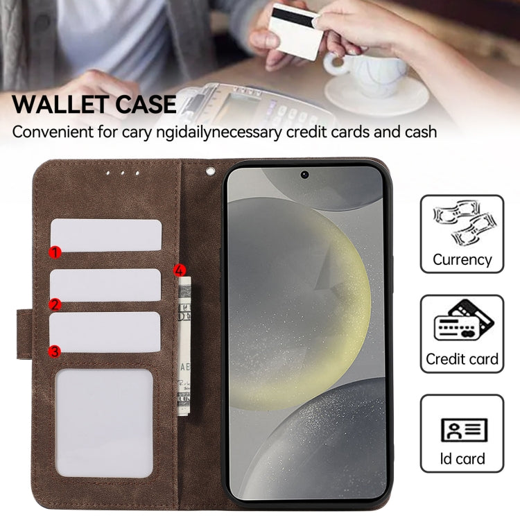 For Samsung Galaxy S22 Ultra 5G ABEEL Color Block Magnetic RFID Leather Phone Case(Brown-Blue) by buy2fix