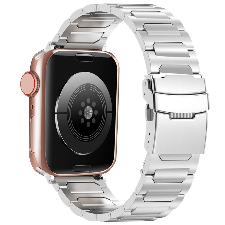 For Apple Watch SE 2023 44mm I-Shaped Titanium Metal Watch Band(Mirror Silver) by buy2fix