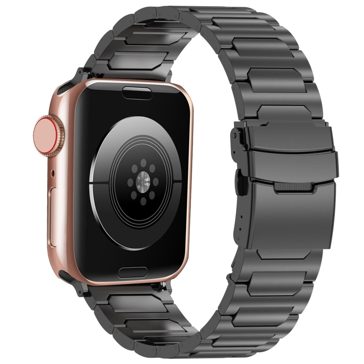 For Apple Watch Series 9 45mm I-Shaped Titanium Metal Watch Band(Black) by buy2fix