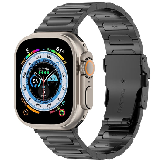 For Apple Watch Ultra 49mm I-Shaped Titanium Metal Watch Band(Black) by buy2fix