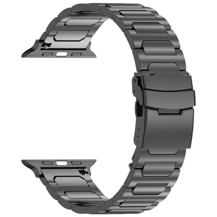 For Apple Watch Series 8 41mm I-Shaped Titanium Metal Watch Band(Black) by buy2fix