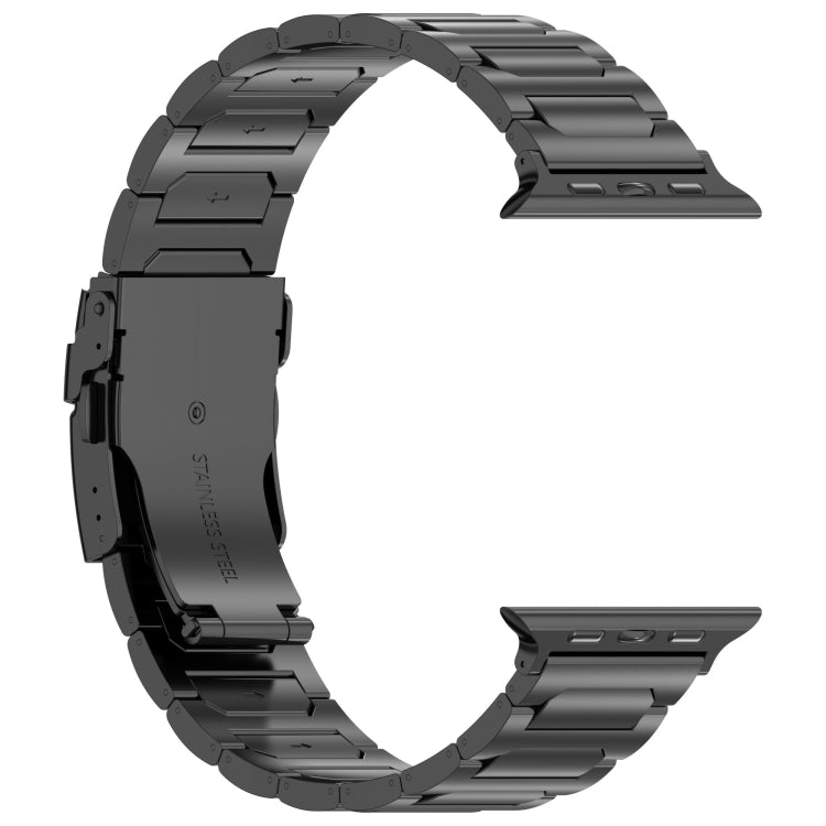 For Apple Watch Series 8 41mm I-Shaped Titanium Metal Watch Band(Black) by buy2fix