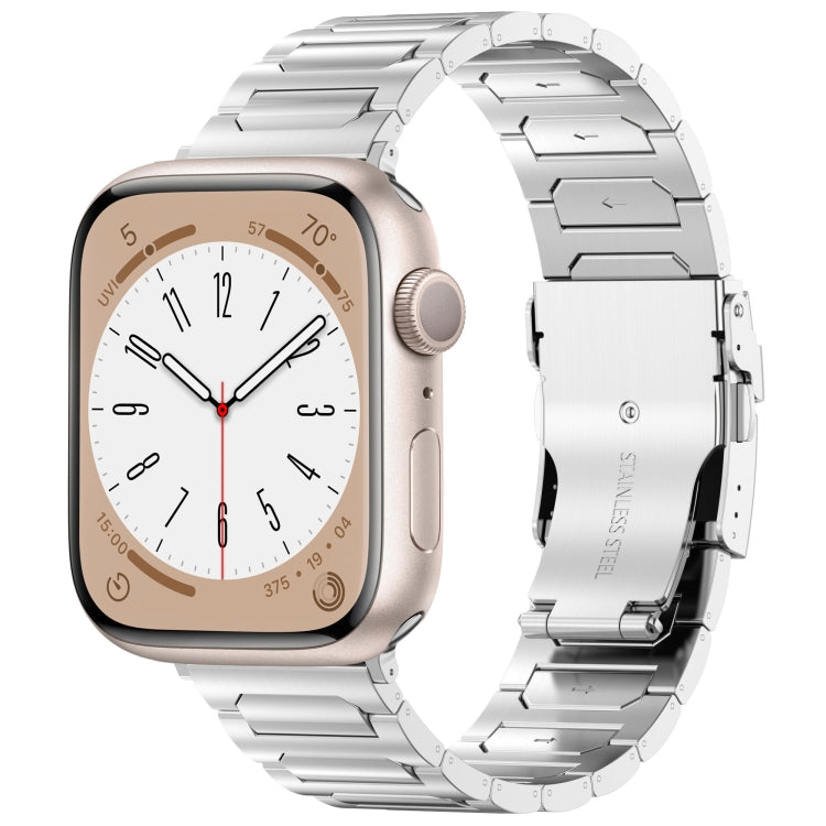 For Apple Watch SE 2022 40mm I-Shaped Titanium Metal Watch Band(Mirror Silver) by buy2fix