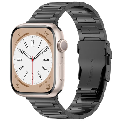 For Apple Watch Series 7 45mm I-Shaped Titanium Metal Watch Band(Black) by buy2fix