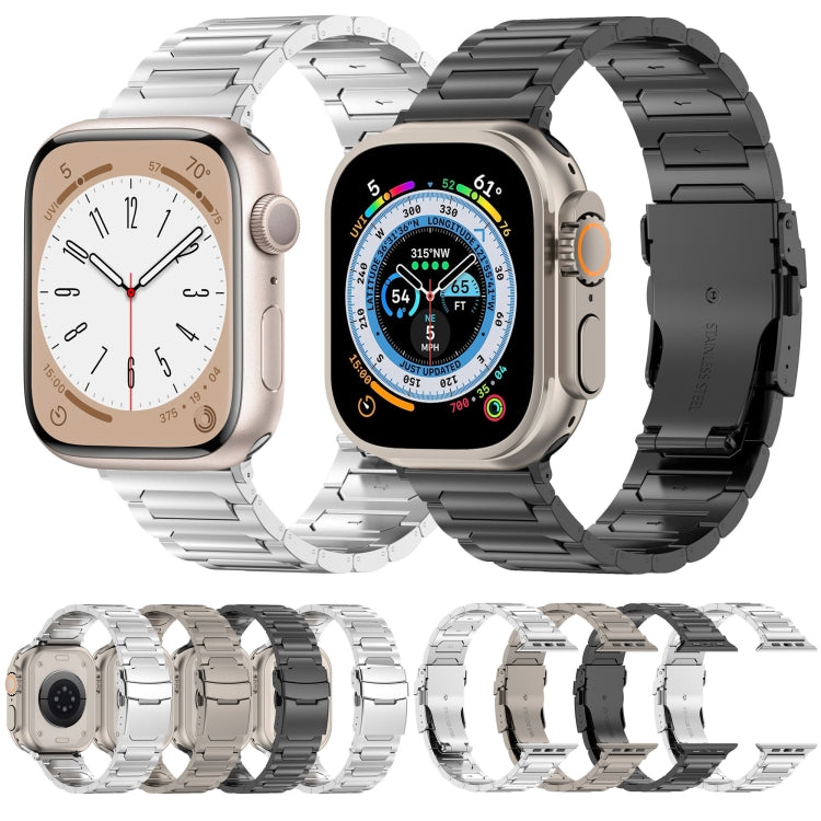 For Apple Watch Series 4 44mm I-Shaped Titanium Metal Watch Band(Mirror Silver) by buy2fix