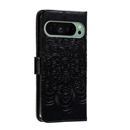 For Google Pixel 9 Sun Mandala Embossing Pattern Phone Leather Case(Black) by buy2fix