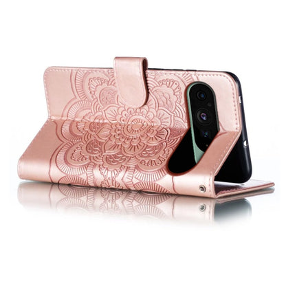 For Google Pixel 9 Sun Mandala Embossing Pattern Phone Leather Case(Rose Gold) by buy2fix