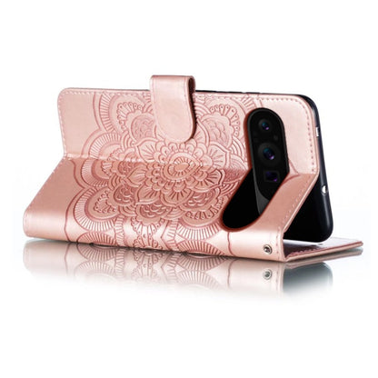 For Google Pixel 9 Pro Sun Mandala Embossing Pattern Phone Leather Case(Rose Gold) by buy2fix