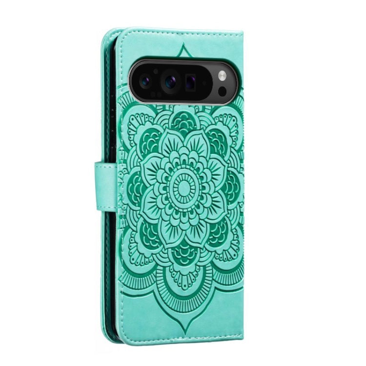 For Google Pixel 9 Pro Sun Mandala Embossing Pattern Phone Leather Case(Green) by buy2fix