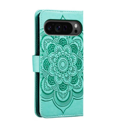 For Google Pixel 9 Pro Sun Mandala Embossing Pattern Phone Leather Case(Green) by buy2fix
