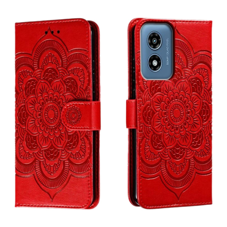 For Motorola Moto G Play 2024 Sun Mandala Embossing Pattern Phone Leather Case(Red) by buy2fix