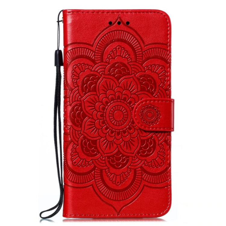 For Motorola Moto G Play 2024 Sun Mandala Embossing Pattern Phone Leather Case(Red) by buy2fix