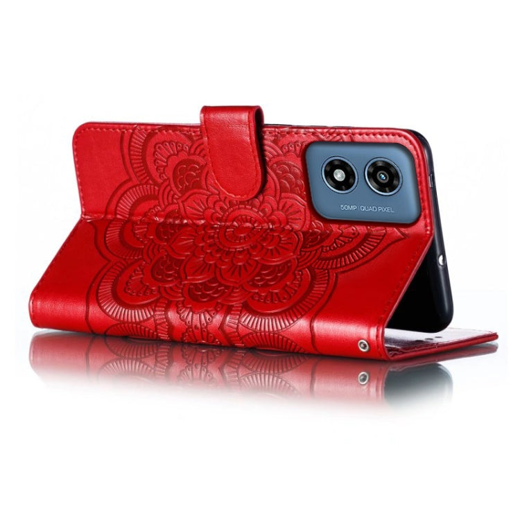 For Motorola Moto G Play 2024 Sun Mandala Embossing Pattern Phone Leather Case(Red) by buy2fix