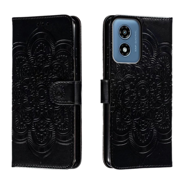 For Motorola Moto G Play 2024 Sun Mandala Embossing Pattern Phone Leather Case(Black) by buy2fix