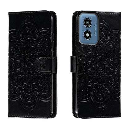 For Motorola Moto G Play 2024 Sun Mandala Embossing Pattern Phone Leather Case(Black) by buy2fix