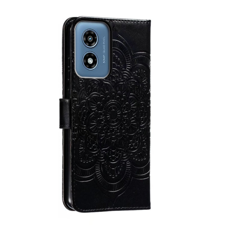 For Motorola Moto G Play 2024 Sun Mandala Embossing Pattern Phone Leather Case(Black) by buy2fix