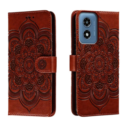 For Motorola Moto G Play 2024 Sun Mandala Embossing Pattern Phone Leather Case(Brown) by buy2fix
