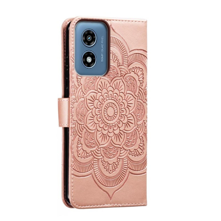 For Motorola Moto G Play 2024 Sun Mandala Embossing Pattern Phone Leather Case(Rose Gold) by buy2fix