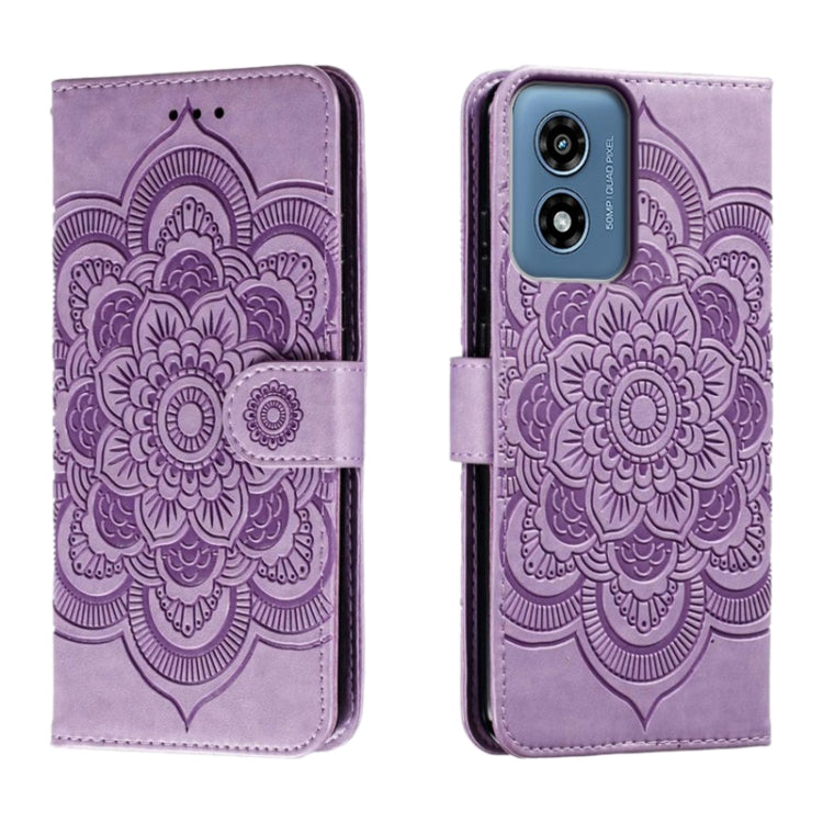 For Motorola Moto G Play 2024 Sun Mandala Embossing Pattern Phone Leather Case(Purple) by buy2fix