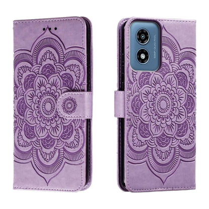 For Motorola Moto G Play 2024 Sun Mandala Embossing Pattern Phone Leather Case(Purple) by buy2fix