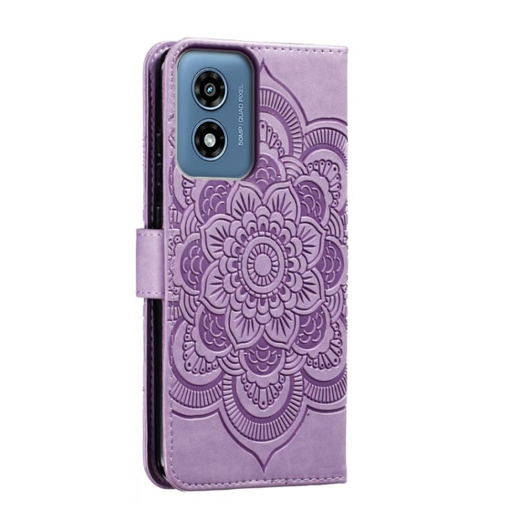 For Motorola Moto G Play 2024 Sun Mandala Embossing Pattern Phone Leather Case(Purple) by buy2fix