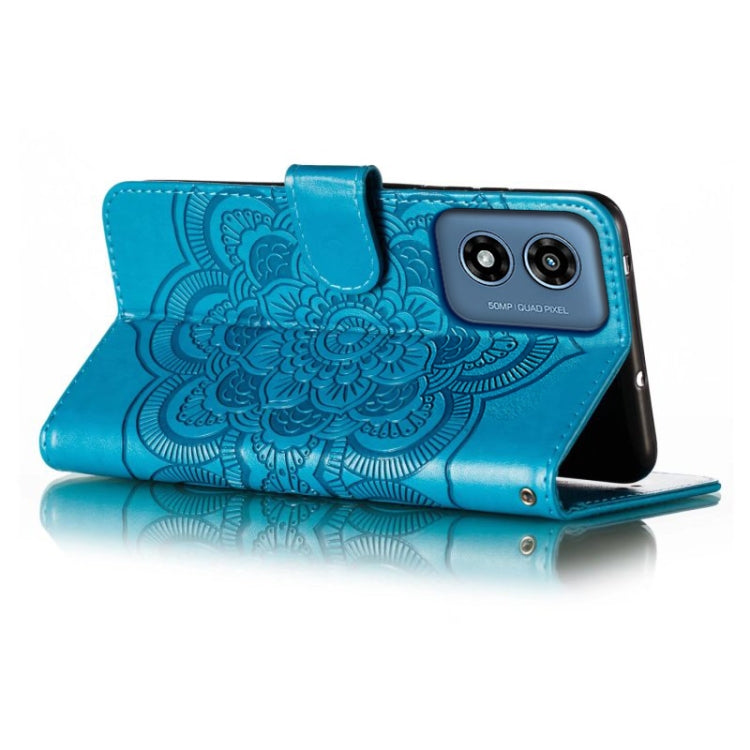 For Motorola Moto G Play 2024 Sun Mandala Embossing Pattern Phone Leather Case(Blue) by buy2fix